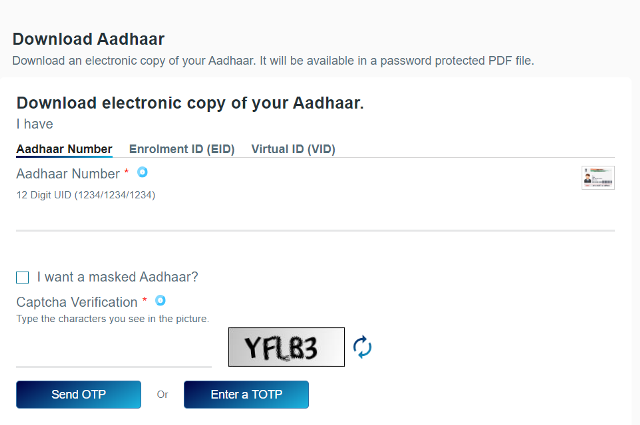 e aadhar card download