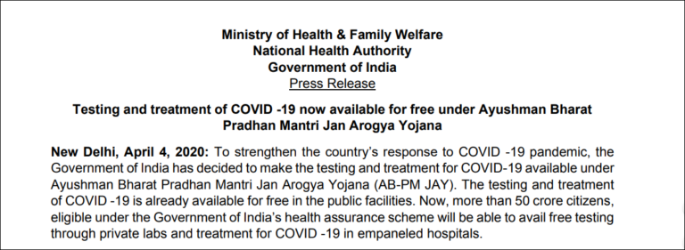 ABPM JAY COVID-19 Yojana