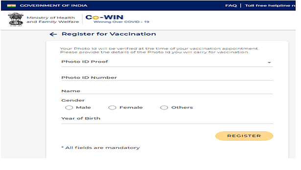 CoWIN Online Registration Process