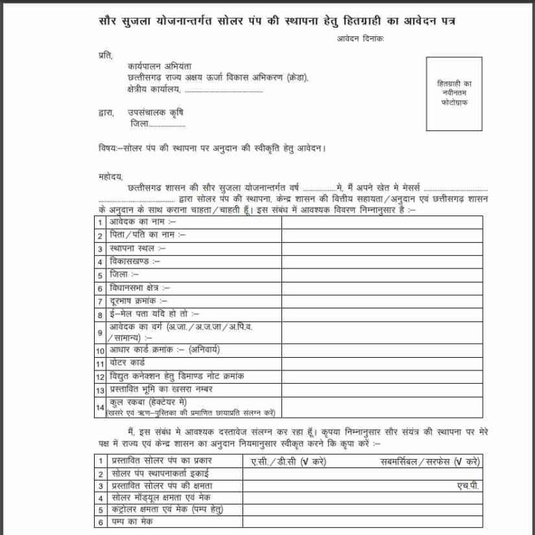 Saur Sujala Yojana Registration form