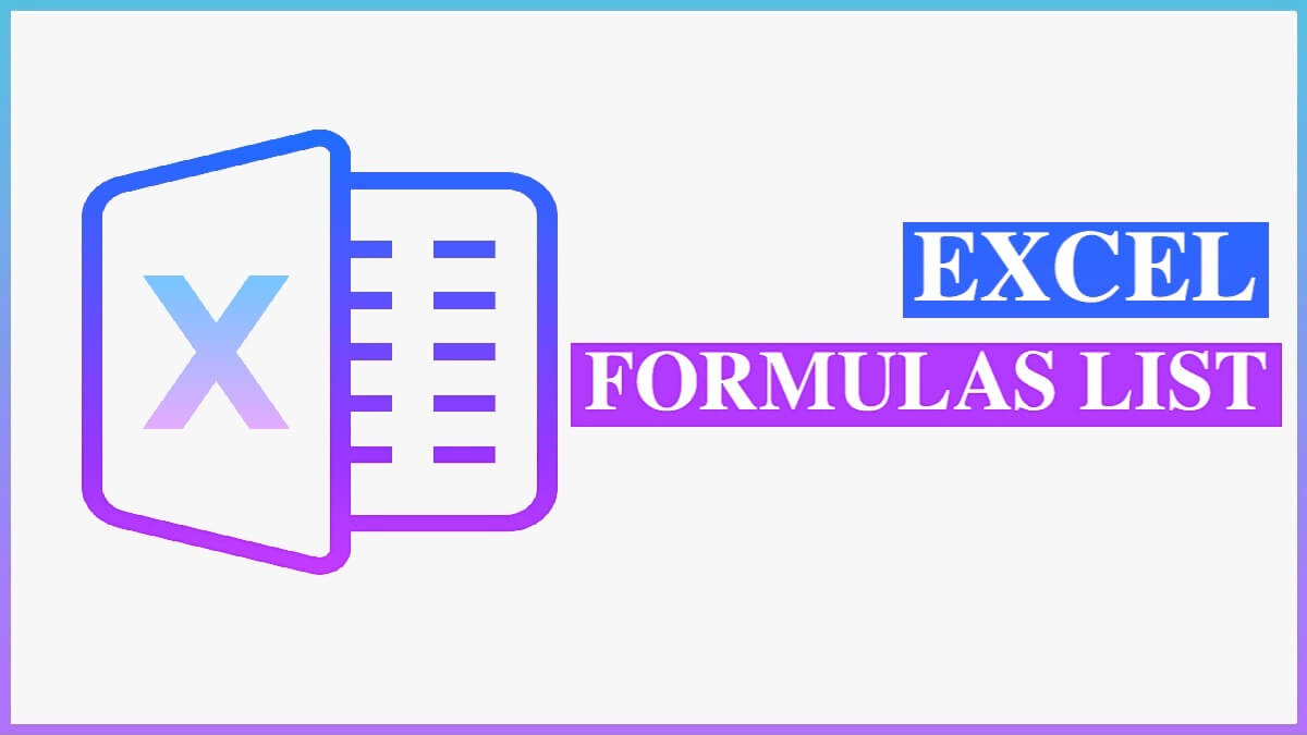 Excel Formulas List PDF Download