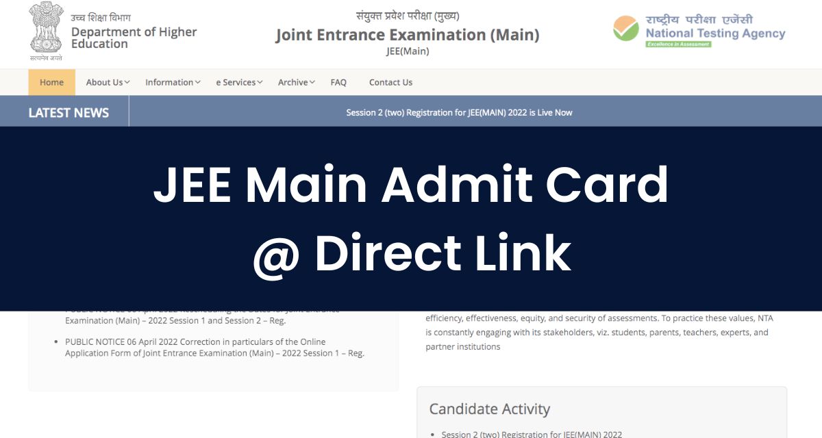 JEE Main Admit Card Download Online