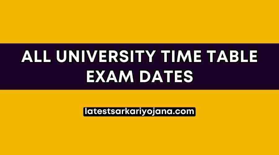 All University Time Table Exam Dates