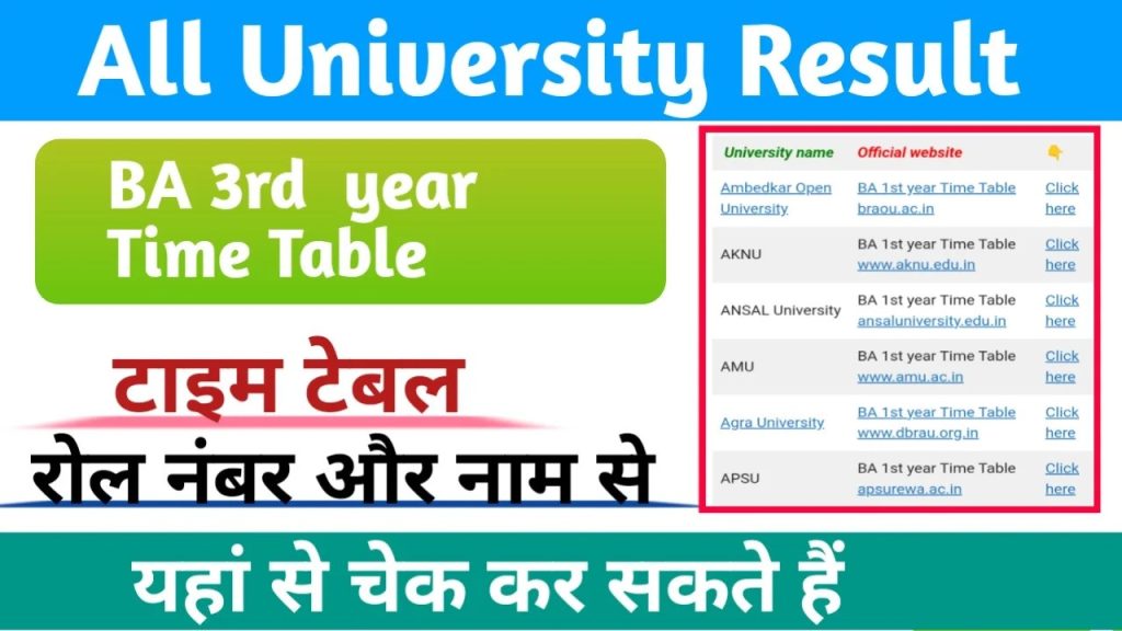 university time table download