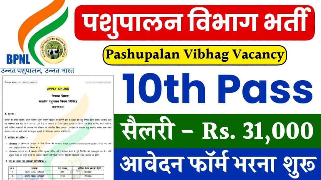 Pashupalan Vibhag Vacancy