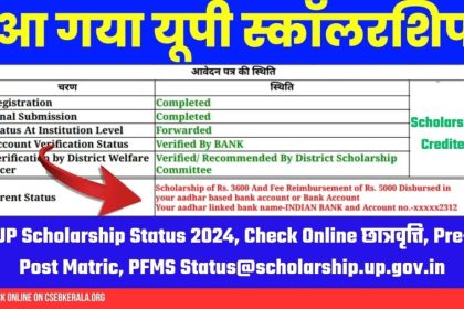 UP Post Matric Scholarship Online Registration