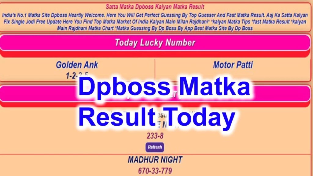 DpBOSS kalyan Satta Matka Result Today