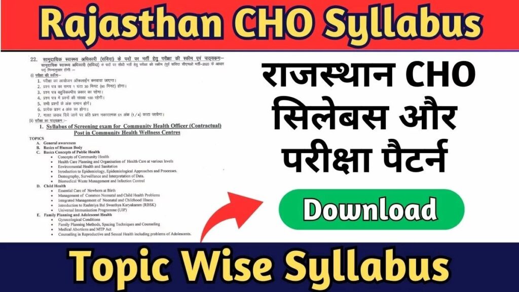 Rajasthan CHO Syllabus and Exam Pattern